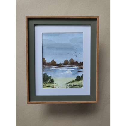 Beata Rudecka - obrazy akwarela - Akwarela w ramce i paspartu. Obraz pt: Rozlewisko wspomnień. 24x29 cm. foto #3