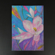 Magnolia akwarela i pastela sucha A4
