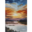 Unikalny obraz akwarelowy Wieczór na Mazurach 19x27 cm