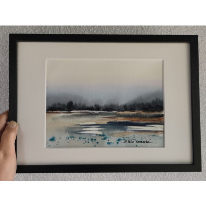 Beata Rudecka - obrazy akwarela - Oryginalna Akwarela w Ramie – Abstrakcyjny Pejzaż - Wymiary: 23x31,5 cm foto #1