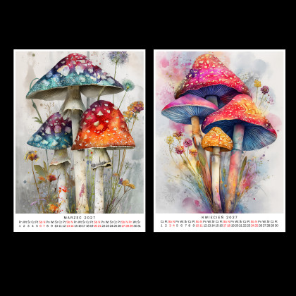Justyna Jaszke - Grafika cyfrowa - Kalendarz 2027 Magiczne Grzyby 15x21 cm foto #2