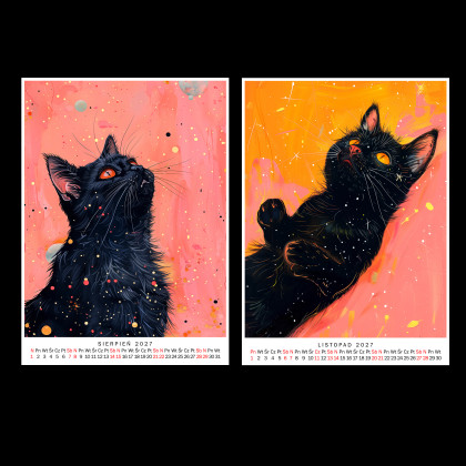 Justyna Jaszke - Grafika cyfrowa - Kalendarz 2027 Czarny Kot 15x21 cm foto #1