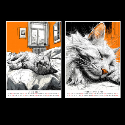 Justyna Jaszke - Grafika cyfrowa - Kalendarz 2027 Kocie życie 15x21 cm foto #1