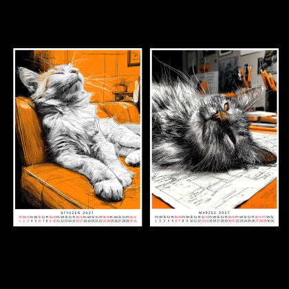 Justyna Jaszke - Grafika cyfrowa - Kalendarz 2027 Kocie życie 15x21 cm foto #2