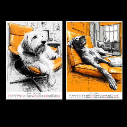 Justyna Jaszke - Grafika cyfrowa - Kalendarz 2027 Pieskie życie 15x21 cm foto #1