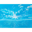 NADMORSKI PEJZAŻ MALOWANY NA PŁÓTNIE - CISZA OCEANU 30x40cm