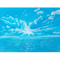 NADMORSKI PEJZAŻ MALOWANY NA PŁÓTNIE - CISZA OCEANU 30X40CM