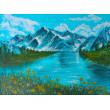 GÓRSKI PEJZAŻ MALOWANY NA PŁÓTNIE - TURKUSOWE WIERCHY 40x30cm