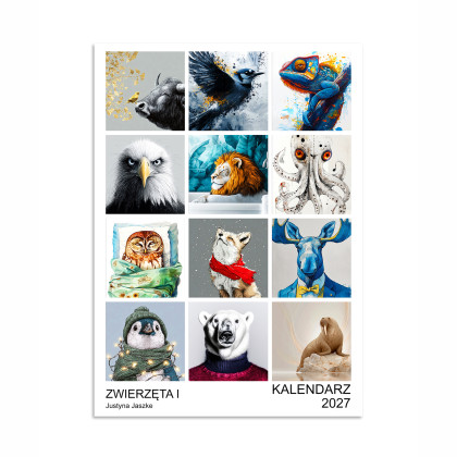Kalendarz 2027 Zwierzęta I 15x21 cm, Justyna Jaszke, Grafika cyfrowa