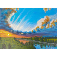 ZACHWYCAJĄCY PEJZAŻ MALOWANY NA PŁÓTNIE - SPEKTAKL NATURY 30X40CM