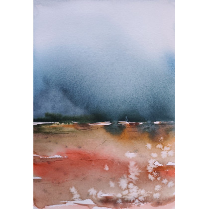 Beata Rudecka - obrazy akwarela - Akwarela Pejzaż Abstrakcja pt: Płynny Czas. A4 foto #2