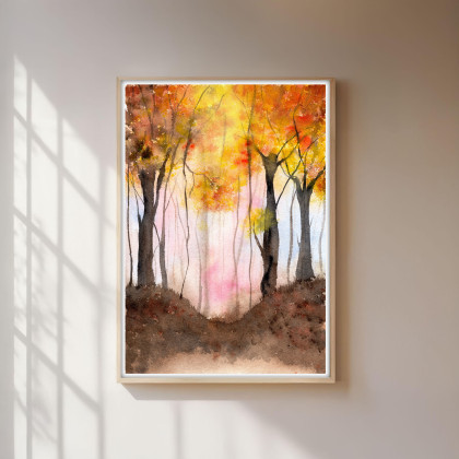 Akwarela A4. Jesienny las, Małgorzata Domańska ART, obrazy akwarela