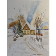 Akwarela, obraz, zima. Watercolor. 31 x 23 cm