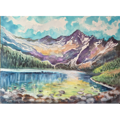 TATRY- MORSKIE OKO, Tomasz Woźniak, obrazy akwarela