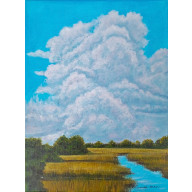 POETYCKI PEJZAŻ MALOWANY NA PŁÓTNIE - POTĘGA BŁĘKITU 40x30cm