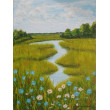 POETYCKI PEJZAŻ MALOWANY NA PŁÓTNIE - POLNĄ ŁĄKĄ 40x30cm