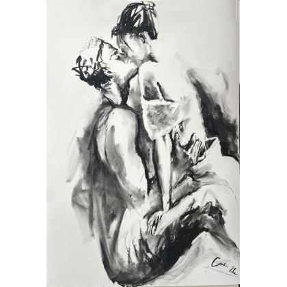 Lovers - 100x70cm, Studio.Sensual, rysunek węglem