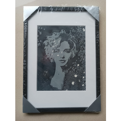 Oprawiona Akwarela Obraz: Wesoła wdówka 31,5x23 cm Oryginał, Unikat, Beata Rudecka, obrazy akwarela