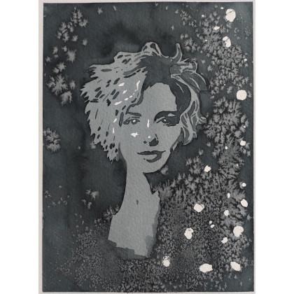 Beata Rudecka - obrazy akwarela - Oprawiona Akwarela Obraz: Wesoła wdówka 31,5x23 cm Oryginał, Unikat foto #1