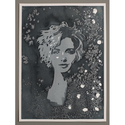 Beata Rudecka - obrazy akwarela - Oprawiona Akwarela Obraz: Wesoła wdówka 31,5x23 cm Oryginał, Unikat foto #2