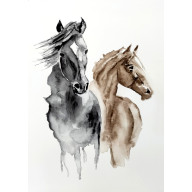 GALOP. AKWARELA ORYGINALNY OBRAZ 30X21 CM