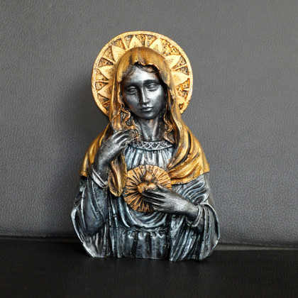Rzeźba Matki Boskiej niebiesko-złota wys. 15,5 cm, Justyna Jaszke, rzeźby