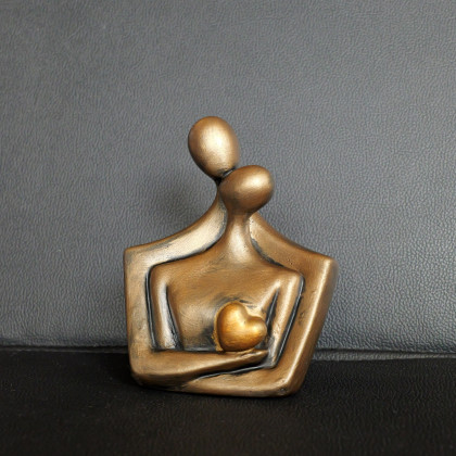 Justyna Jaszke - rzeźby - Rzeźba z gipsu Para Zakochanych brąz wys. 12,3 cm foto #4