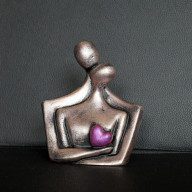 RZEŹBA PARA ZAKOCHANYCH RÓŻ METALICZNY WYS. 11,8 CM