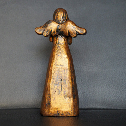 Justyna Jaszke - rzeźby - Rzeźba złoty Anioł z Gwiazdą wys. 13,5 cm foto #4