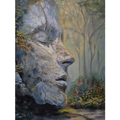 KingaOilArt - obrazy olejne - Tam, gdzie zakwita cisza, obraz olejny na płótnie, 50 x 50 cm, surrealizm, realizm magiczny foto #1