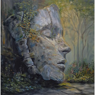 TAM, GDZIE ZAKWITA CISZA, OBRAZ OLEJNY NA PŁÓTNIE, 50 X 50 CM, SURREALIZM, REALIZM MAGICZNY