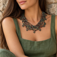 Krótki Naszyjnik Choker Boho z Koralików i Serc – Szkło i Metal