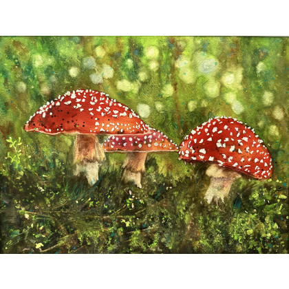 Muchomorki (40x50 cm), Krystyna Nowak, obrazy akwarela