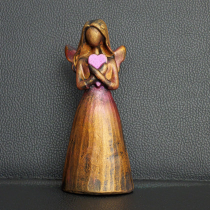 Rzeźba Anioł z fioletowym sercem wys. 11 cm, Justyna Jaszke, rzeźby
