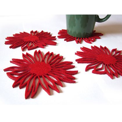 home variety - podkładki na stół - filcowe kwiatki czerwone foto #1
