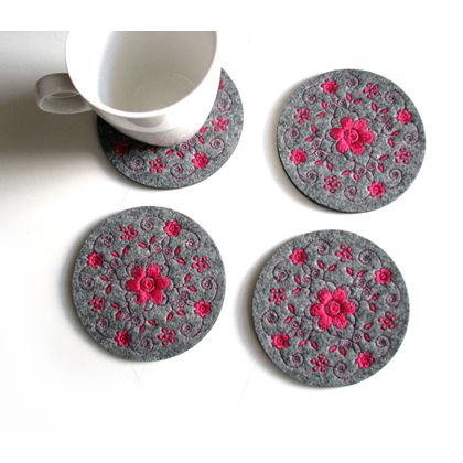 haftowane na filcu 4szt(róż), home variety, podkładki na stół