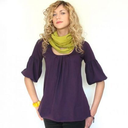 tunika podrzucana śliwka, halo-pracownia, sukienki