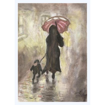 Deszczowy dzień, Bożena Ronowska, obrazy akwarela