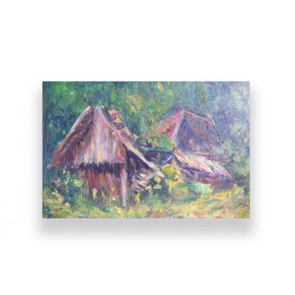 Stara chata-obraz olejny płótno, Anna Skowronek, obrazy olejne