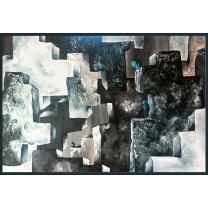 Gray world 120x80cm, Natalia Miodek, obrazy akryl