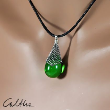 Caltha - zawieszki,breloczki - Szmaragdowy w rożku - wisior foto #2