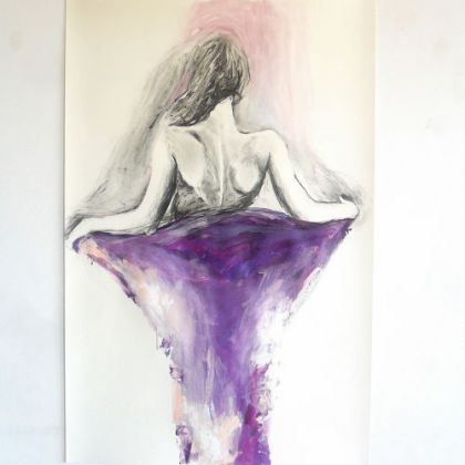 grown woman purple, Alina Louka, rysunki tech.mieszana