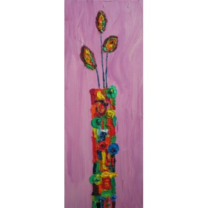 Kwiaty w wazonie, Nelly Chełstowska, olej + akryl