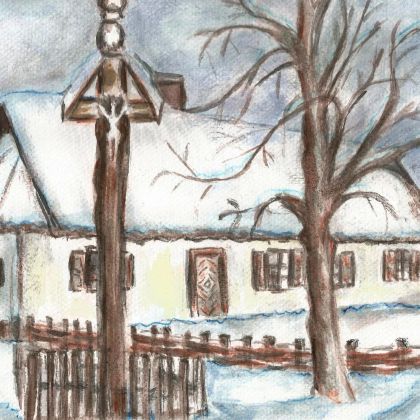 Bożena Ronowska - obrazy akwarela - Krajobraz zimowy II foto #4