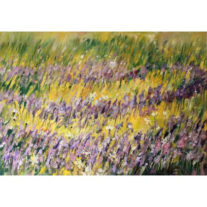 Lipcowa łąka z firletkami, Sara Mondrian, obrazy olejne