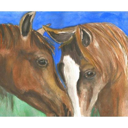 Bożena Ronowska - obrazy akwarela - Dwa piękne konie foto #3