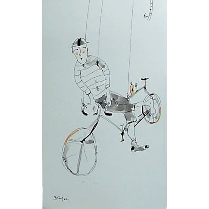 Dariusz Grajek - obrazy tech. mieszana - Bicykliści.... foto #1