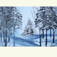 "ZIMA" OBRAZ OLEJNY 30X21CM