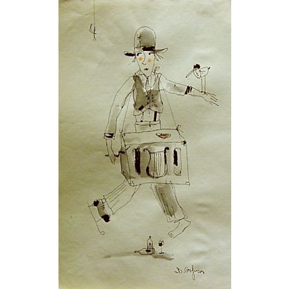 Kataryniarz i flecistka.., Dariusz Grajek, grafika warsztatowa