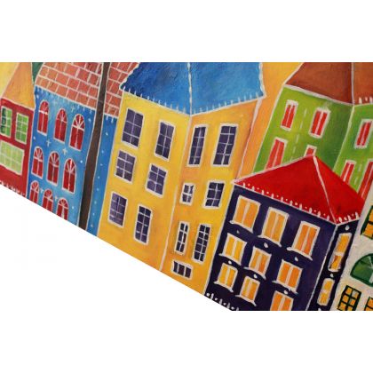 Sara Mondrian - obrazy olejne - Kolorowe miasteczko nad morzem foto #1